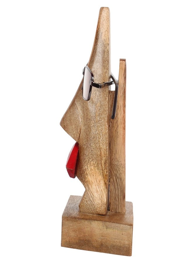 Craftland Wooden Handcrafted Nose Shaped Spectacles/Goggle/Eyeglass Holder/Stand for Women with red Lips - Image 4